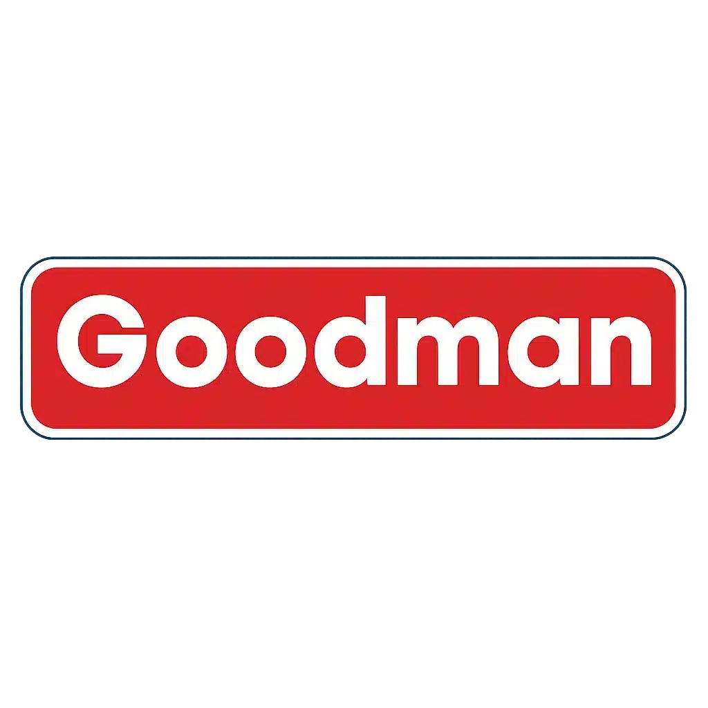 Goodman logo on red background.