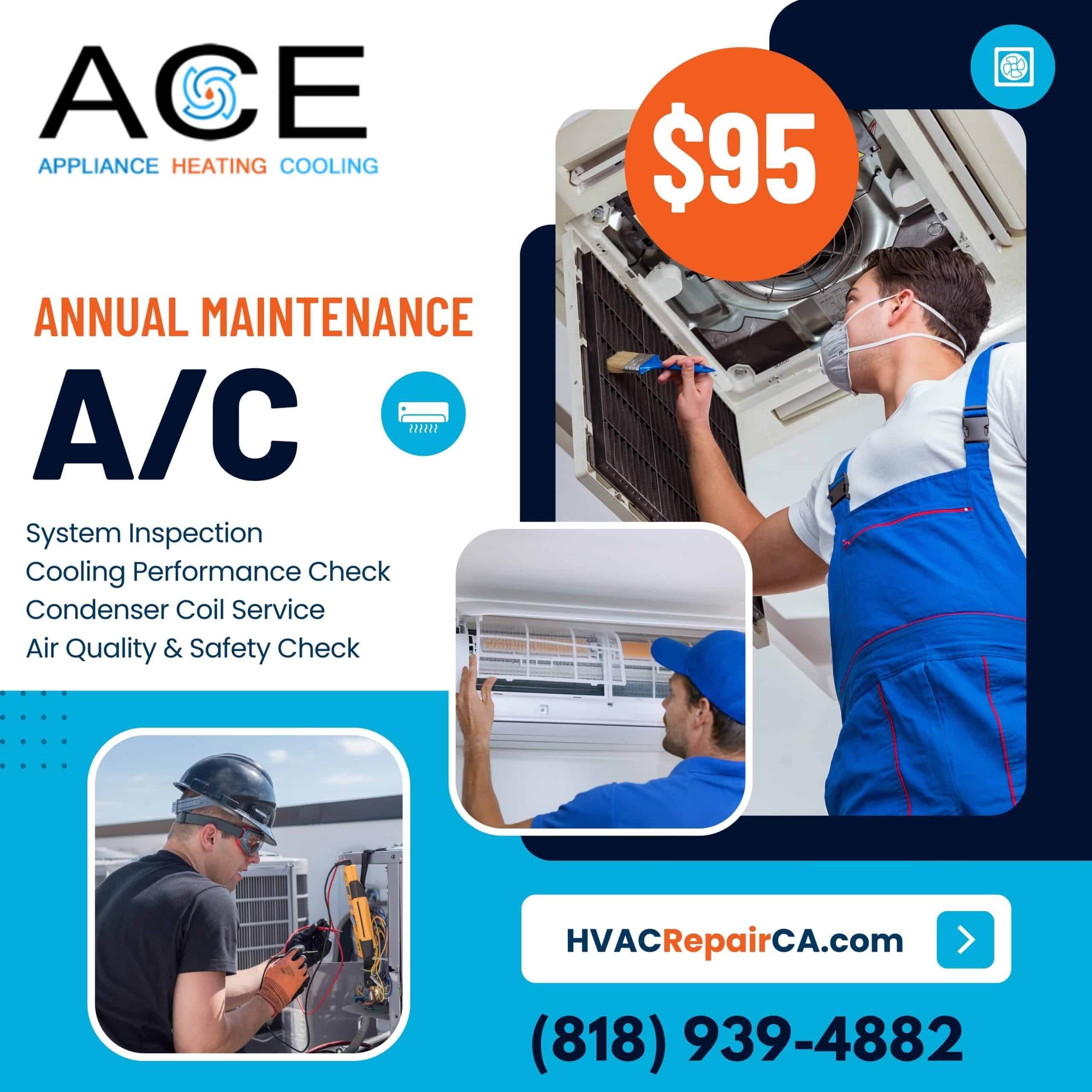 Air conditioning maintenance services and inspection for $95.