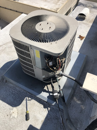 Rooftop air conditioning unit installation view